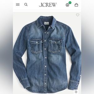 JCrew Western chambray Shirt Vintage Indigo Size 8